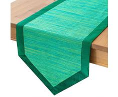 The White Petals 1 Stück Tischläufer mit V-End-Bordüre, Stoff gefüttert, richtig verarbeitet, Keine Ausfransungen für Zuhause, Küche, Esszimmer, Urlaub, Hochzeit, Party-Dekor 14x72 inch grün