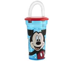 LULABI Disney mickey3 Becher mit Strohhalm, Kunststoff, Mehrfarbig, 9 x 9 x 19 cm