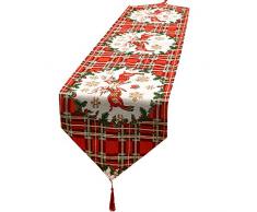 Chengu Weihnachten Tischläufer Leinen Dekorative Tischdecke mit Quasten für Weihnachtsessen Party Haus Dekorationen (Stil 1)