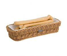Saleen Korb mit herausnehmbarer Porzellan-Schale, Gastrotauglich, Rechteckig, Maße: 24 x 8,5 x 5 cm, Kunststofffaser/Porzellan, Beige/Weiß, 02101404160