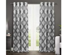 Exclusive Home Vorhänge Medaillon gewebt Verdunkelung Ösen Oben 2 Stück Schwarz Perle 52 x 96 cm