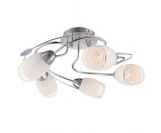 Design Decken Leuchte Glas satiniert Chrom Esszimmer Küchen Lampe 5-flg Globo 54283-5