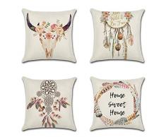 JOTOM Kissenbezug Kreativer Campanula Muster Home Deko 45x45cm Kissenhülle Baumwolle und Leinen Kissenüberzug Traumfänger Design Kissenbezüge Taille Kissen Abdeckung