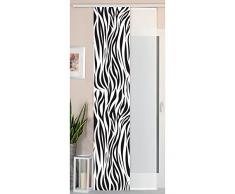 Gardinenbox 2er Set Schiebegardine Flächenvorhang Wildseide Optik und Voile Paneel, 245x45, Zebra, 80400