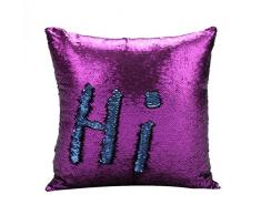 Snug Star zweifarbiger dekorativer Kissenbezug quadratisch Pailletten Überwurf Meerjungfrau Pailletten Kissenbezüge 40,6 x 40,6 cm für Home Decor Party/Sofa/Bett, Pailletten, Meerjungfrau und Schwarz, Mediumsequins