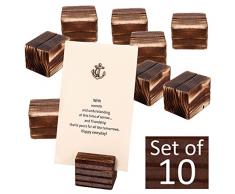 MyGift Rustikal Holz Ort, Kartenhalter, Tisch Nummer Steht, braun, 10 Stück, Sonstige, braun, S