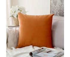 MIULEE 2 Stück, SAMT Weiches Solide Dekorativen Überwurf Kissenbezüge Set, quadratisch Kissen für Sofa Schlafzimmer Auto 24x24 Velvet Orange