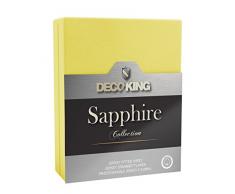 DecoKing Jersey Spannbettlaken 140x200-160x200 cm gelb 100% Baumwolle Wasserbett Boxspringbett Spannbetttuch Bettlaken Betttuch Sapphire Collection