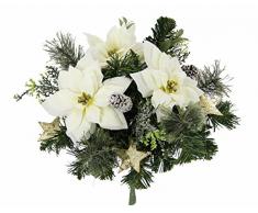 Flair Flower Kunst Blumen, Künstliche Pflanzen Bouquet Weihnachtsstern, Weiß, 27x25x25 cm