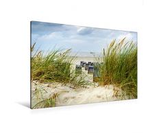 Premium Textil-Leinwand 120 x 80 cm Quer-Format Blick durch die DÃ¼nen zum Strand | Wandbild, HD-Bild auf Keilrahmen, Fertigbild auf hochwertigem Vlies, Leinwanddruck von Andrea Dreegmeyer