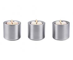 CHG 3428-09 Teelichthalter, 3er-Set, Edelstahl rostfrei rund, h = ca. 5.5 cm, d = ca. 6.0 cm