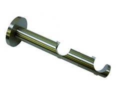 GARDINIA Doppel-Kombiträger mit Metallmontageplatte für Gardinenstangen, 2-läufig, Offen, Alle Montage-Teile inklusive, Serie Chicago, Durchmesser 20 mm, Edelstahl-Optik