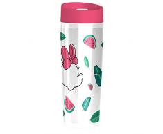 Ambition 72530 Thermobecher Wassermelone 400 ml Isolierbecher Becher to go Kaffeebecher Edelstahl Press Verschluss Klickverschluss Mickey Minnie Maus Disney Kinder Geschenk weiß grün rosa, 18/8
