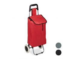 Relaxdays Einkaufstrolley klappbar, Abnehmbare Tasche 28 L, Einkaufswagen mit Rollen HxBxT: 92,5 x 42 x 28 cm, rot