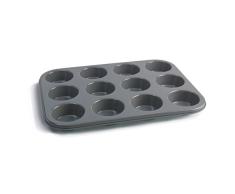 Jamie Oliver Backblech für 12 große Muffins Backformen, Karbonstahl, anthrazit, harborblue, 35 x 27 x 3 cm