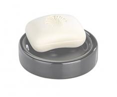 WENKO Seifenablage Polaris, Seifenschale zur Aufbewahrung von Handseife, aus edler Keramik, Ø 11 x 2,8 cm, Grau