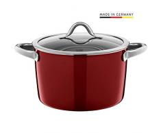Silit Vitaliano Rosso Kochtopf hoch 24cm, Glasdeckel, Fleischtopf 6,2l, Silargan Funktionskeramik, Topf Induktion, dunkelrot