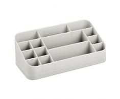 iDesign Clarity Kosmetik Organizer mit Griffen | Sortierbox mit 14 Fächern für Make-Up & Accessoires | Ablagesystem auch für Bürozubehör | Kunststoff hellgrau