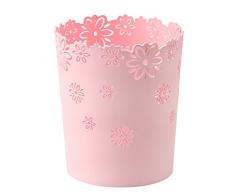 Abfalleimer, hmane Hohl Blume Form Kunststoff Lidless Papierkorb Körbe Trash kann, Polypropylen, rose, S