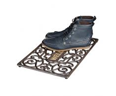 Relaxdays Fußabtreter Gusseisen rechteckig HBT ca. 2 x 52 x 32,5 cm Fußabstreifer im Jugendstil Schuhabstreifer passend zum Landhausstil aus pulverbeschichtetem Metall mit Anti-Rutsch-Füßen, bronze