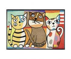 Wash + Dry Miezentreffen Fußmatte, Acryl, bunt, 50 x 75 x 0.7 cm