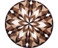 Grund Badteppich 100% Polyacryl, ultra soft, rutschfest, ÖKO-TEX-zertifiziert, 5 Jahre Garantie, FREUDENFLÜGEL, Badematte 100 cm rund, braun