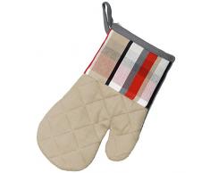 kela Topfhandschuh Tabea Cups im Karodesign 28x18cm aus Baumwolle, Weiß/Rot/Taupe, 28 x 18 x 2 cm