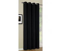 Vorhang Blickdicht Schal, Matte unifarbene Gardine mit Ãsen. Material aus Microsatin Micofaser-Gewebe. 175x140, Schwarz, 20405