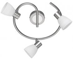 Trio Leuchten LED-Deckenleuchte Carico, nickel matt / chrom, Glas weiß gewischt 871590307