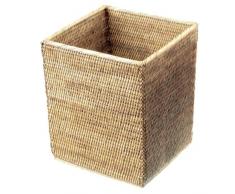Decor Walther 0927391 Basket QK H Papierkorb quadratisch, Rattan hell