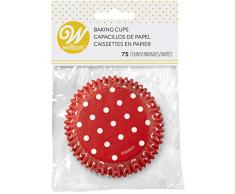Wilton Backförmchen in Standardgröße, gepunktet, 75 Stück, Rot