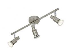 Briloner Leuchten 2907-032 A+, Deckenstrahler, LED Lampe, Deckenlampe, Strahler, Spots, Wohnzimmerlampe, Metall, 3 W, matt-Nickel, 47.5 x 8 x 12 cm