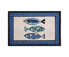 Excelsa Ocean Fußmatte, Kokosfaser, Blau, 40 x 60 cm