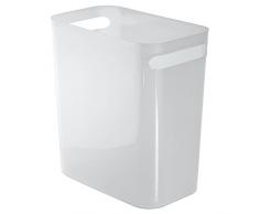 iDesign Mülleimer mit Griffen, kleiner 9,5 l Papierkorb aus Kunststoff, moderner Abfalleimer für Büro, Küche oder Badezimmer, mattweiß