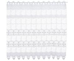 Plauener Spitze by Modespitze, Store Bistro Gardine Scheibengardine mit Stangendurchzug, hochwertige Stickerei, Höhe 90 cm, Breite 176 cm, Weiß