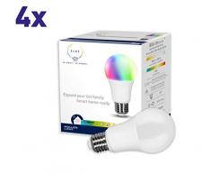 tint von Müller-Licht 4er-Set Smarte LED Lampen E27, Birnenform, white-color (Weißtöne und farbiges Licht), dimmbar, jeweils 9W ersetzt 60W Lampe, Zigbee, funktionieren mit Alexa