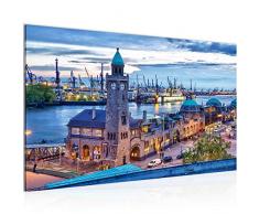 Runa Art Bilder Hamburg Wandbild Vlies - Leinwand Bild XXL Format Wandbilder Wohnzimmer Wohnung Deko Kunstdrucke Blau 1 Teilig - Made in Germany - Fertig Zum Aufhängen 603014a