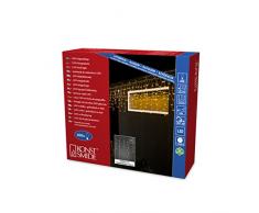 Konstsmide 3673-803 LED Eisregen Lichtervorhang, mit weißen Globes / für Außen (IP44) / 400 bernsteinfarbene Dioden / 24V Außentrafo / transparentes Kabel