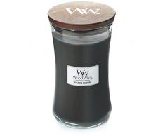 Große WoodWick Duftkerze im Sanduhrglas mit knisterndem Docht, Evening Bonfire, bis zu 130 Stunden Brenndauer