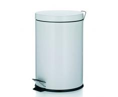 Kela 10930 Treteimer mit Verschlussdämpfung, Pedalbedienung, 20 L, Edelstahl, Bastian, Weiß Matt