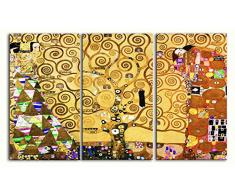 Legendarte Gustav Klimt Der Lebensbaum (3 Tafeln) Kunstdruck auf Leinwand, cm. 150x90-3-TLG.