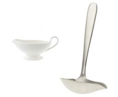 Villeroy & Boch Royal Sauciere, 450 ml, Premium Bone Porzellan, Weiß & Daily Line Saucenlöffel, 18,2 cm, Edelstahl