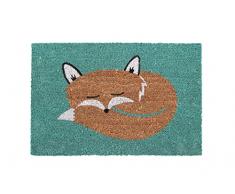 Premier Housewares Fußmatte, Motiv Fuchs, Kokosfvaser, 60 x 40 cm, PVC, blau, 40x60x2