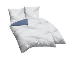Castell 0600866 Satin Bettwäsche Garnitur mit Kopfkissenbezug (Baumwolle) 2x 135x200 cm + 2x 80x80 cm, kornblau