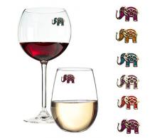 Süße Magnetische Elefant Weinglas Charms – 6 Stück Magnete ideal für stiellose Weingläser