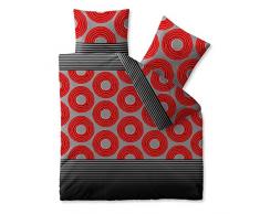 CelinaTex Harmony Bettwäsche 200 x 220 cm Mikrofaser Bettbezug Noreen Streifen Kreise Grau Schwarz Rot