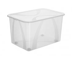 Rotho Arco Aufbewahrungsbox 50l mit Rollen und Deckel, Kunststoff, Transparent, 50 Liter