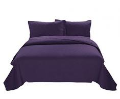 3 Stück Estancia Paisley geprägt Tagesdecke Überwurf set-oversized Überwurf 254 x 269,2 cm, 299,7 x 269,2 cm, Polyester-Mischgewebe, violett, King Size