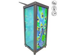 ABC Home Garden Laterne Gartenlaterne Solarlaterne LED Solarbetrieben Ein-& Ausschalter Lichtsensor, Metall, mehrfarbig, 11 x 12 x 41 cm