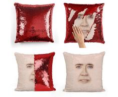 Nicolas Cage face Sequin Pillow, Kissen, Sequin Pillowcase, Two Color Pillow, Fift for her, Gift for him, Pillow, Magic Pillow, Mermaid Pillow Cover, Kissenbezug